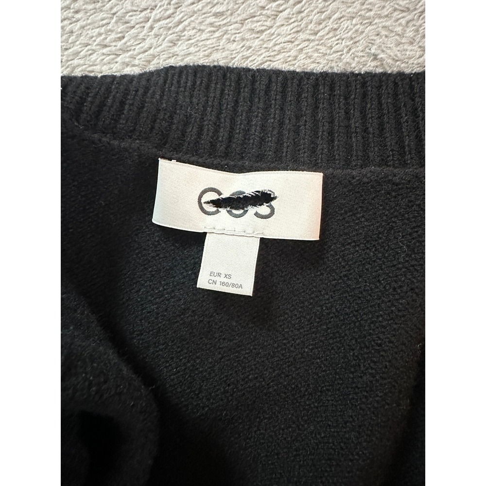 COS Merino Wool Cropped Cardigan Womens XS Black Excellent - Picture 4 of 4